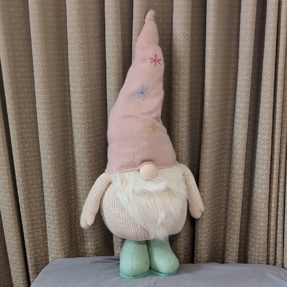 Large 33" Plush Easter Gnome With Wooden Bottom For Easy Standing